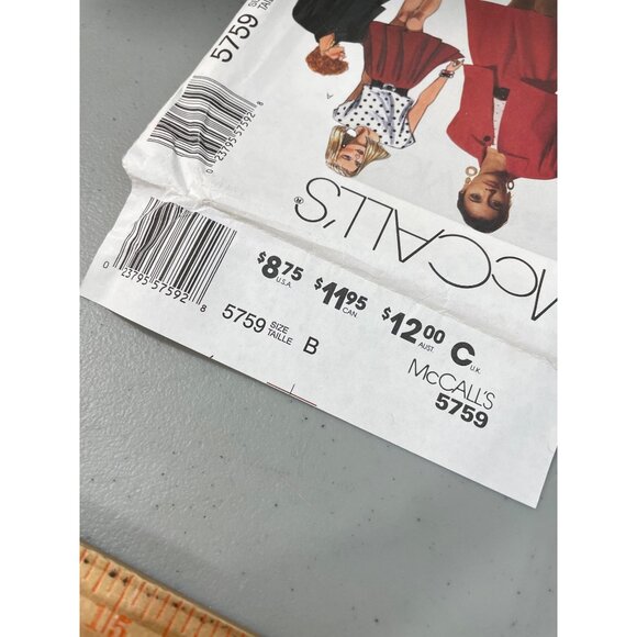 90s McCalls 5759 Misses Unlined Jacket Top & Skirts Sewing Pattern 8-12 UNCUT - Picture 4 of 6